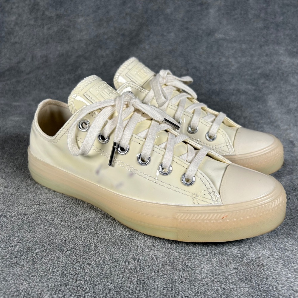 Converse Chuck Taylor All Star Ox Patent Leather White Cream Shoes Mens 5.5